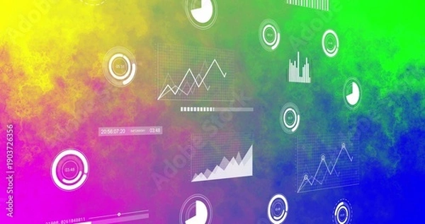 Fototapeta Displaying translucent data visualization cluster floating in virtual dashboard, with line charts
