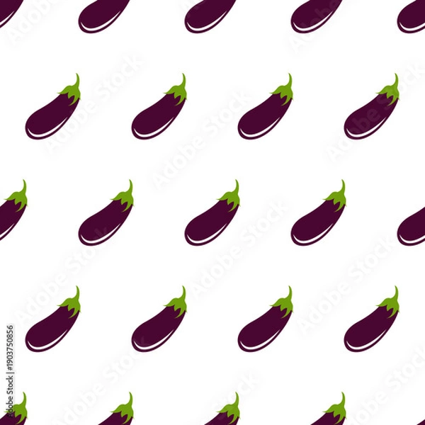 Obraz Eggplant seamless pattern Background. flat illustration Eggplant background vector