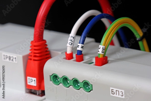 Obraz Connecting the electrical module using copper electrical insulated wires. 