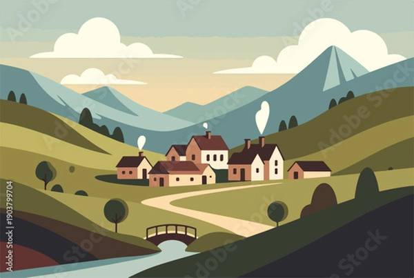 Obraz Colorful Spring Village