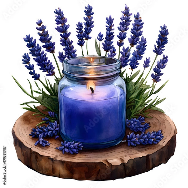 Obraz lavender candle jar rustic decor illustration