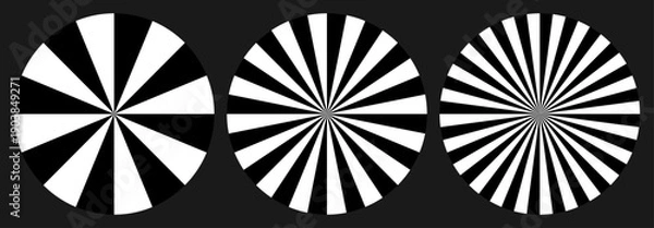 Fototapeta Abstract burst vortex black and white vector set.