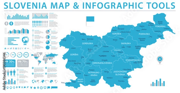 Fototapeta Mapa Słowenii - informacje grafiki wektorowej