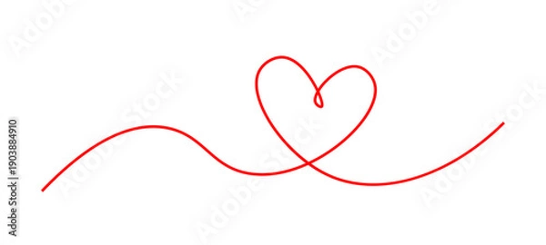 Obraz Red heart line sketch