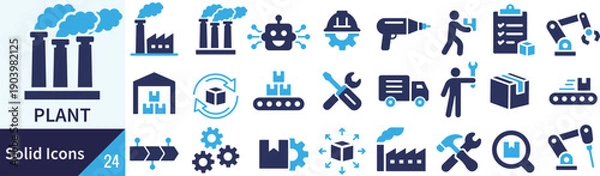 Obraz ベクターの工場に関するシルエットアイコンセット
