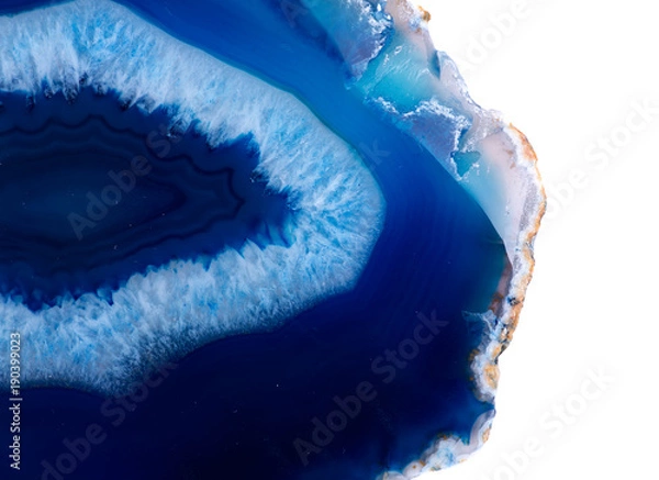 Obraz Polished multicolor agate slice isolated on white background