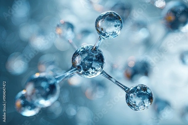 Obraz Abstract molecular structure, transparent spheres connected by rods