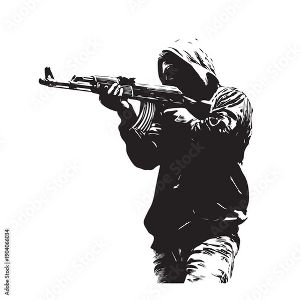 Obraz man with ak47 vector