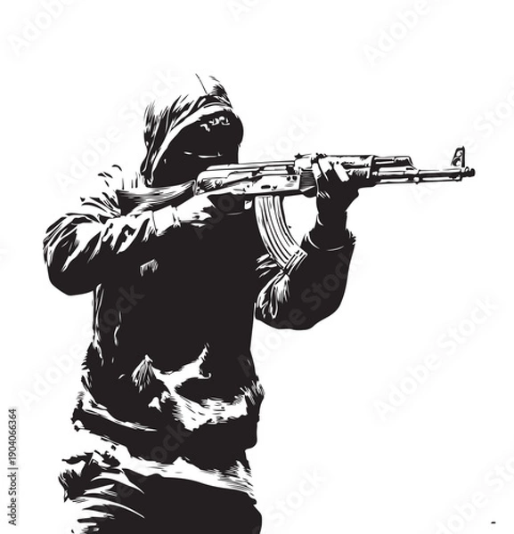 Obraz man with ak47 vector