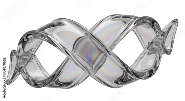 Obraz Abstract Glass Sculpture: Infinity Loop, Transparent, Iridescent