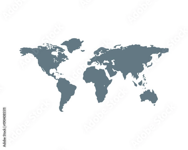 Obraz Global World Map On Gray Background