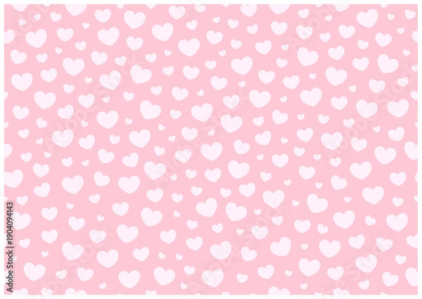 Obraz かわいいハートのシームレス背景｜バレンタイン向けハート柄ベクター（ピンク背景）