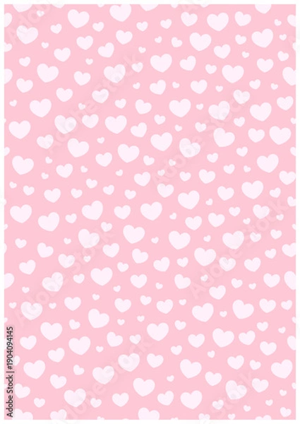 Obraz かわいいハートのシームレス背景｜バレンタイン向けハート柄ベクター（ピンク背景）