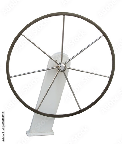 Fototapeta  modern sailing yacht steering wheels on white
