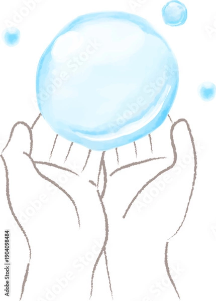 Obraz 水彩で描いた水を包む手のイラスト