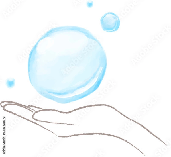 Obraz 水彩で描いた水を包む手のイラスト