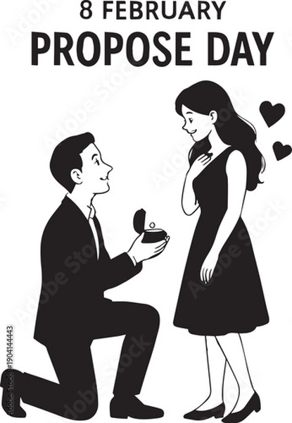 Obraz Romantic Proposal on Propose Day Illustration