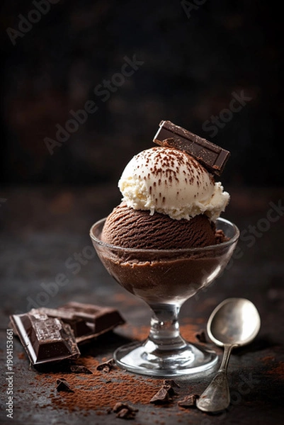 Obraz ガラスの器に入ったチョコレートアイスクリーム