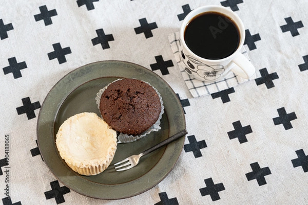 Obraz 北欧の食器とインテリア,ケーキ,コーヒー