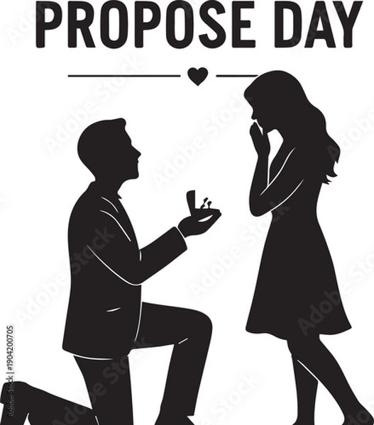 Obraz Romantic Proposal Silhouette for Propose Day