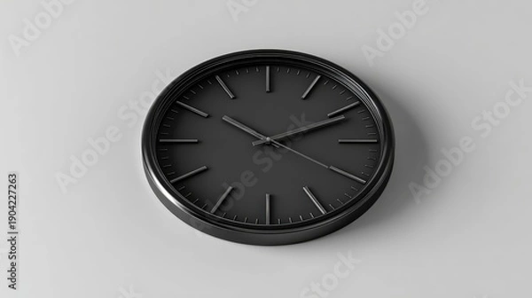 Obraz Minimalist Black Clock on White Background.