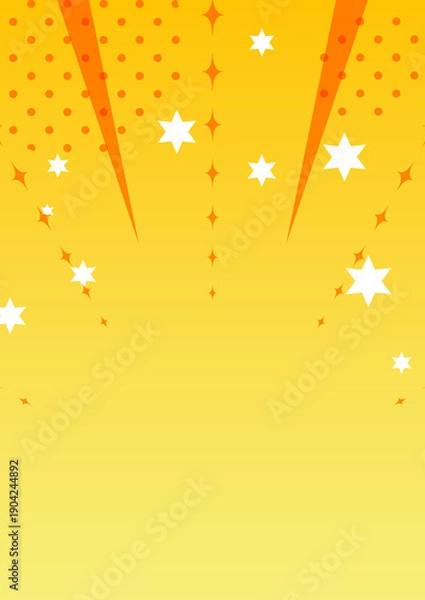 Obraz お祝いや当選のイメージ背景・星が舞う明るいサンバースト調ポップデザイン・金運や成功を象徴する背景