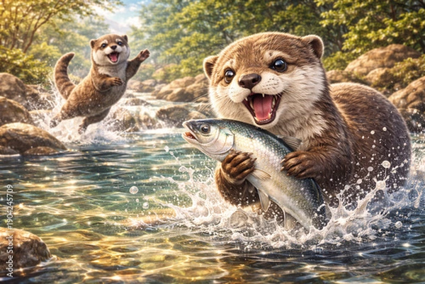 Obraz 動物-コツメカワウソ