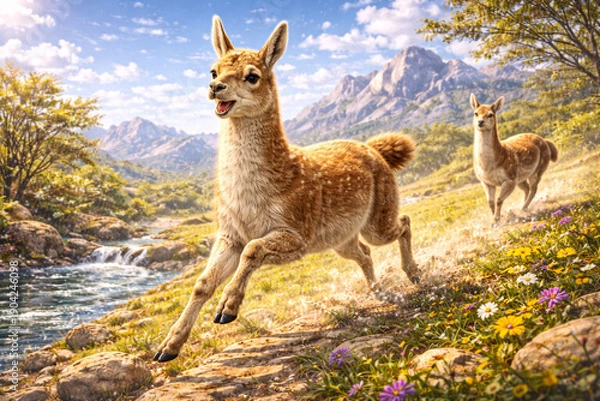 Obraz 動物-グアナコ