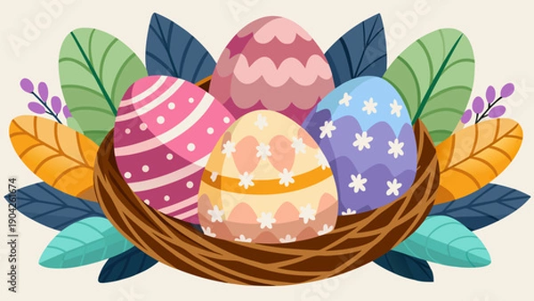 Obraz easter eggs with flowers