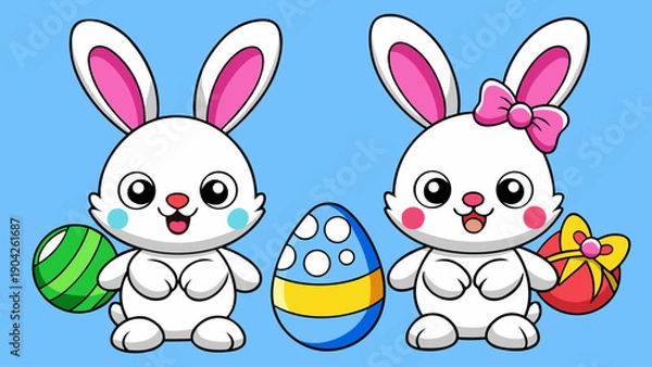 Obraz easter bunny and eggs