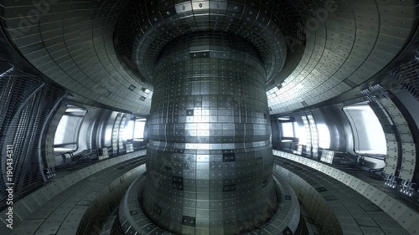 Obraz Fusion reactor Tokamak. Reaction chamber. Fusion power. 3d illustration