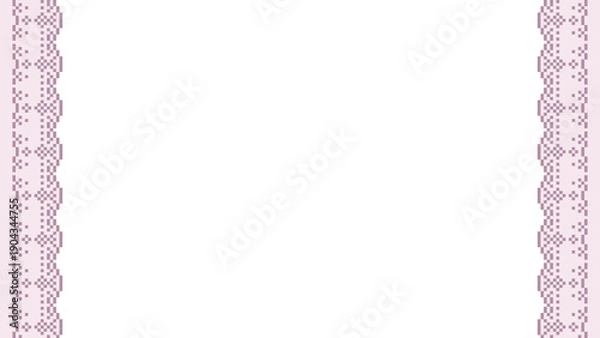 Fototapeta ドット絵　ピンク色のレース　おしゃれでかわいい背景装飾イラスト　フレーム　ガーリー　ピクセル