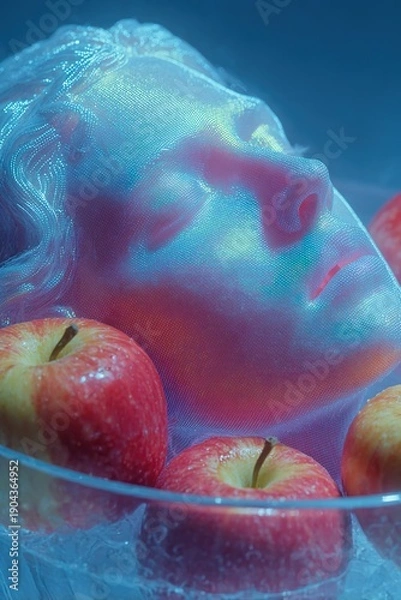 Obraz サイバーパラダイスアニメスタイルのパステルホログラフィックヘッド。