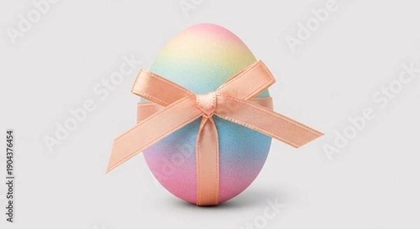 Obraz Easter Egg with Ribbon Isolated for Holiday Design