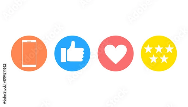 Fototapeta オンライン上で高評価をイメージしたアイコンセット