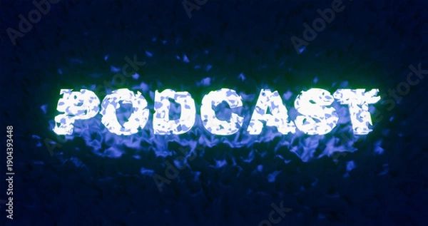 Obraz PODCAST text on black background. 3d render illustration.