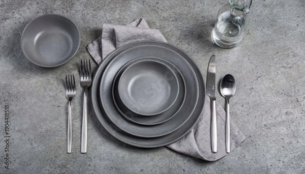 Obraz Elegant Gray Tableware Arrangement