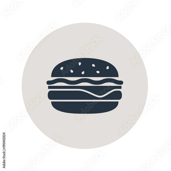 Fototapeta Icono plano hamburguesa en circulo gris