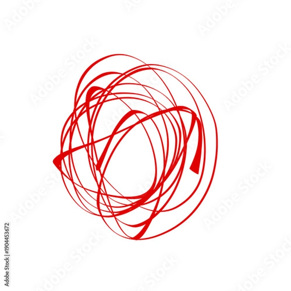 Obraz A vibrant red scribble on a transparent black background on transparent background