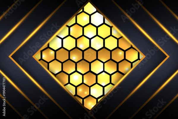 Obraz Golden Hexagon Luxury Technology Background