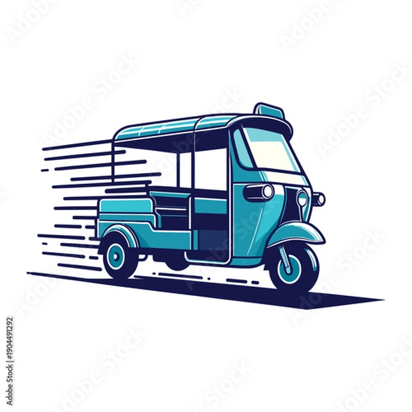 Obraz Tuk Tuk With Simple Motion Lines Vector Design