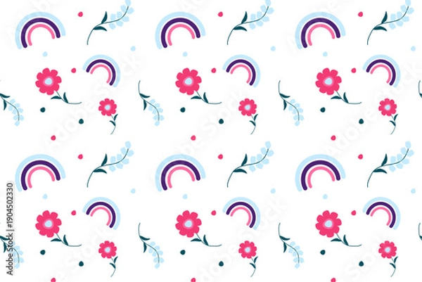 Fototapeta seamless pattern rainbow flowers