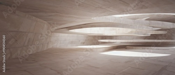 Obraz Wide cinematic architectural interior emphasizing spatial depth and negative space, designed as a clean and timeless visual background for design use.
