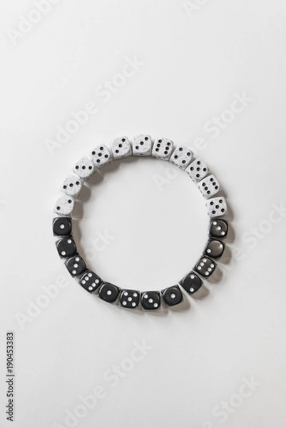 Obraz Black and White Dice in Circle Pattern on White Background