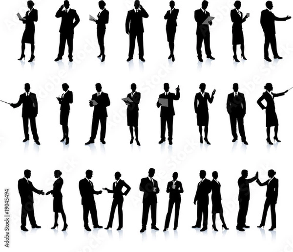 Obraz Business People Silhouette Super Set