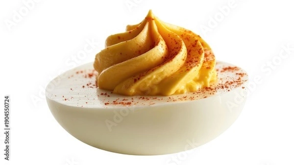 Obraz Deviled egg with paprika on white background
