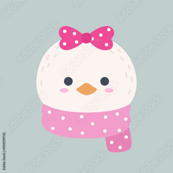 Obraz Cute Winter Duck Head with Hat and Scarf Flat Vector