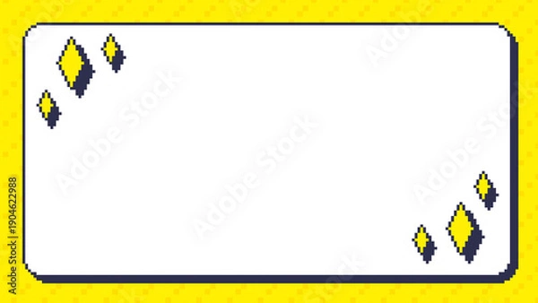 Fototapeta ドット絵　鮮やかでかわいい背景装飾　きらきらのあしらい　菱形　フレーム　ピクセル