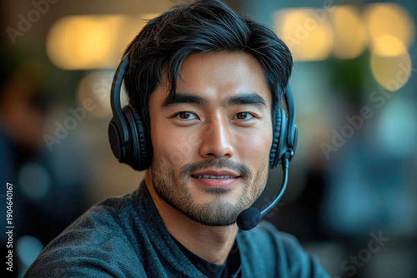 Obraz Professional Customer Support Representative Focused at Work