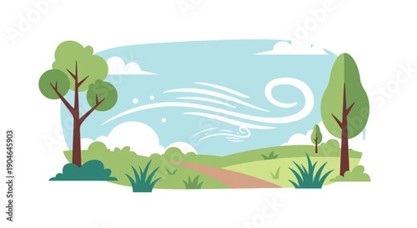 Obraz Serene Landscape with Trees and Pathway.